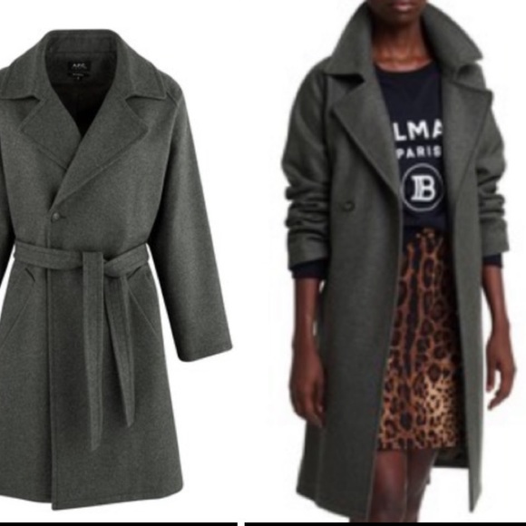 NWT A.P.C Bakerstreet Wool Belted Jacket Coat Dark Gray Size S - Picture 4 of 16